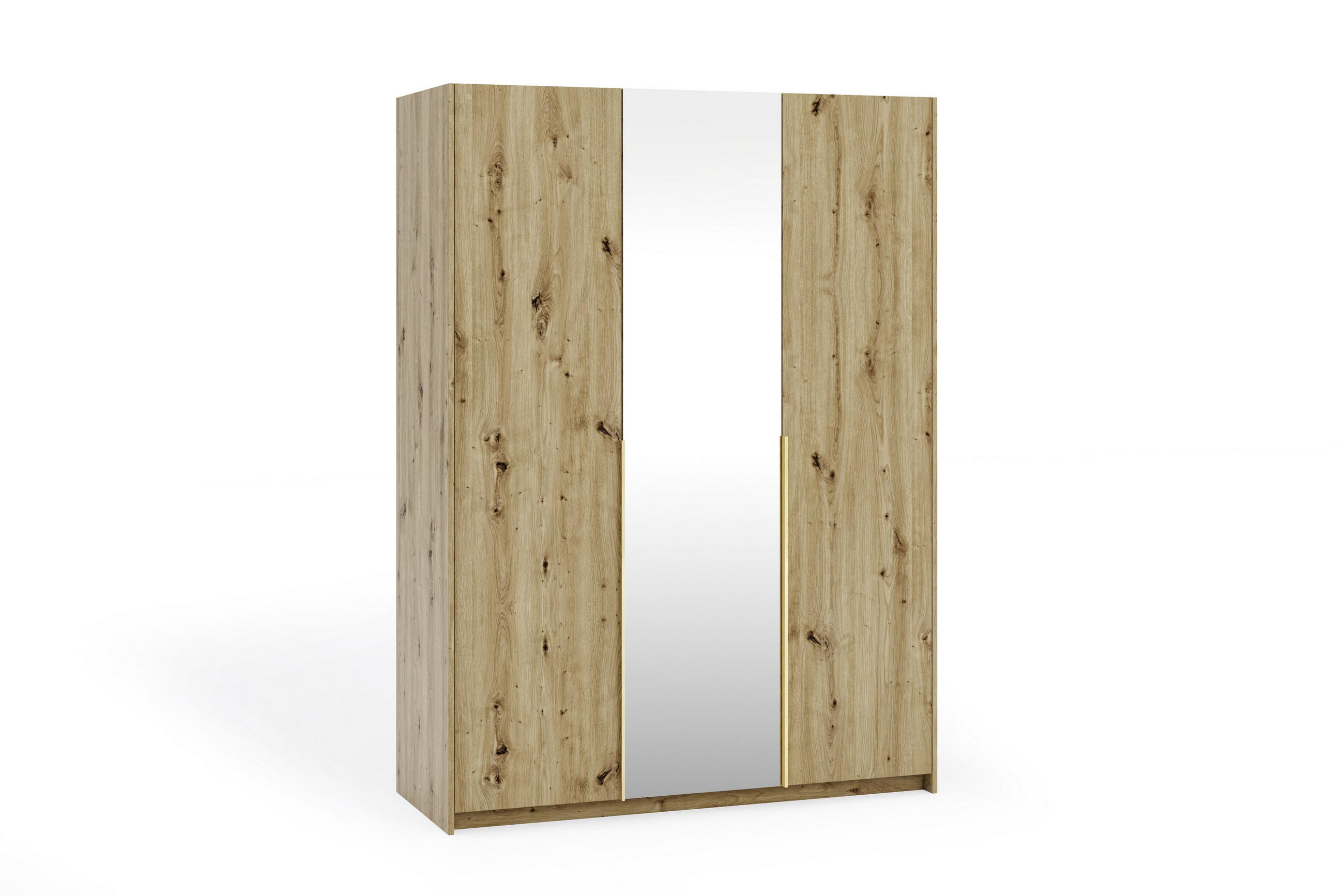DREHTÜRENSCHRANK THALIA 148/204/58cm 3-türig mit Spiegel Eiche Artisan - Eiche Artisan, Holzwerkstoff (148/204/58cm) - MASSENO