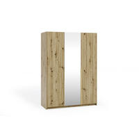DREHTÜRENSCHRANK THALIA 148/204/58cm 3-türig mit Spiegel Eiche Artisan - Eiche Artisan, Holzwerkstoff (148/204/58cm) - MASSENO