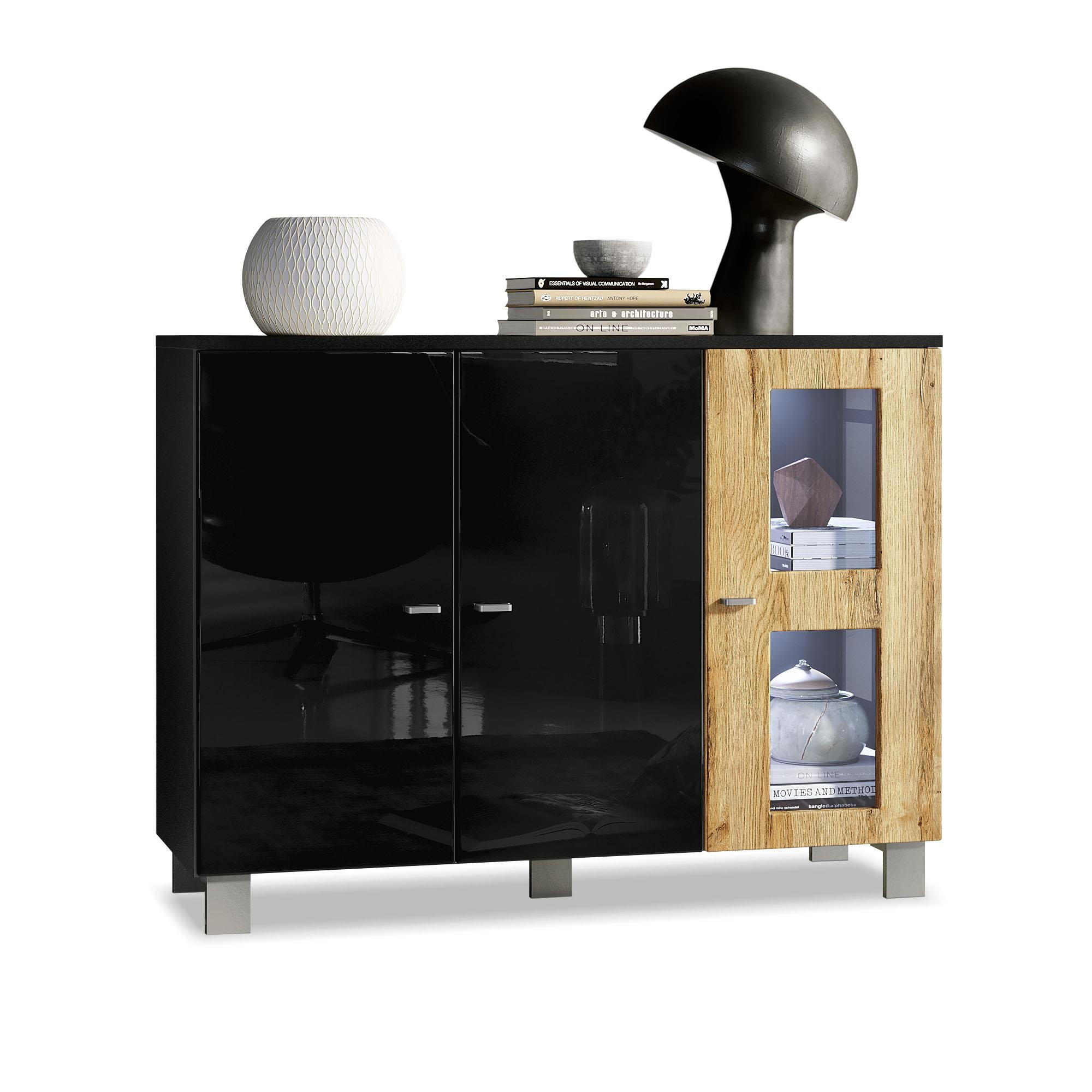 SIDEBOARD Denjo Tür in Eiche Natur - Eichefarben, Holzwerkstoff (107/81/35cm) - Vladon