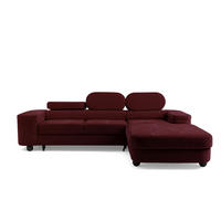 ECKSOFA LOVE L Rechts mit Schlaffunktion 124x210 Chenille Bordeaux - Bordeaux/Schwarz, Holz/Textil (205/284cm) - Muffo