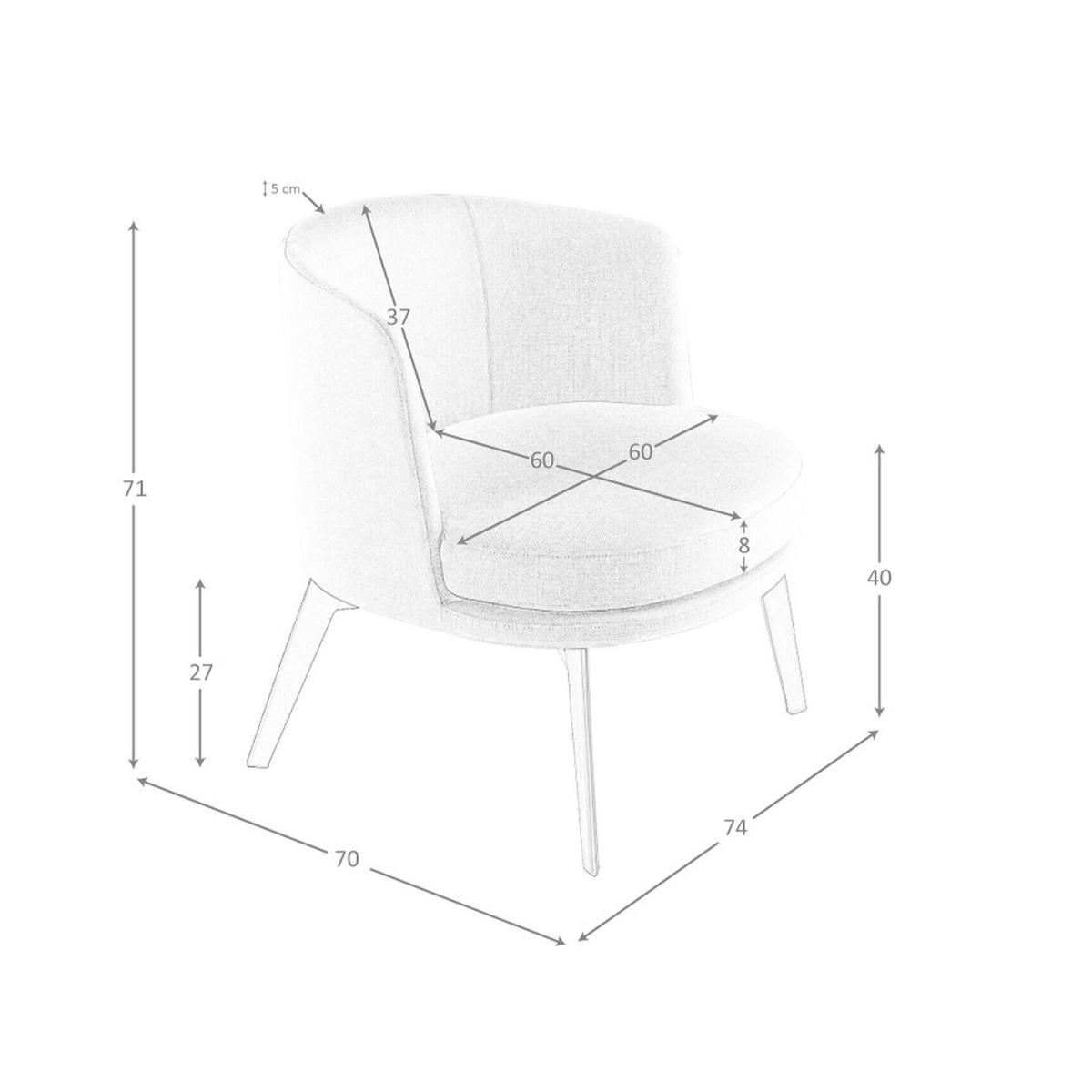 SESSEL Sessel aus cremefarbenem Stoff 74/70/71 cm - Creme/Braun, Textil (74/71/70cm) - ANGEL CERDA