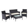 POLY-RATTAN GARNITUR Schwarz, Cremeweiß - Schwarz/Weiß, Kunststoff - MCW