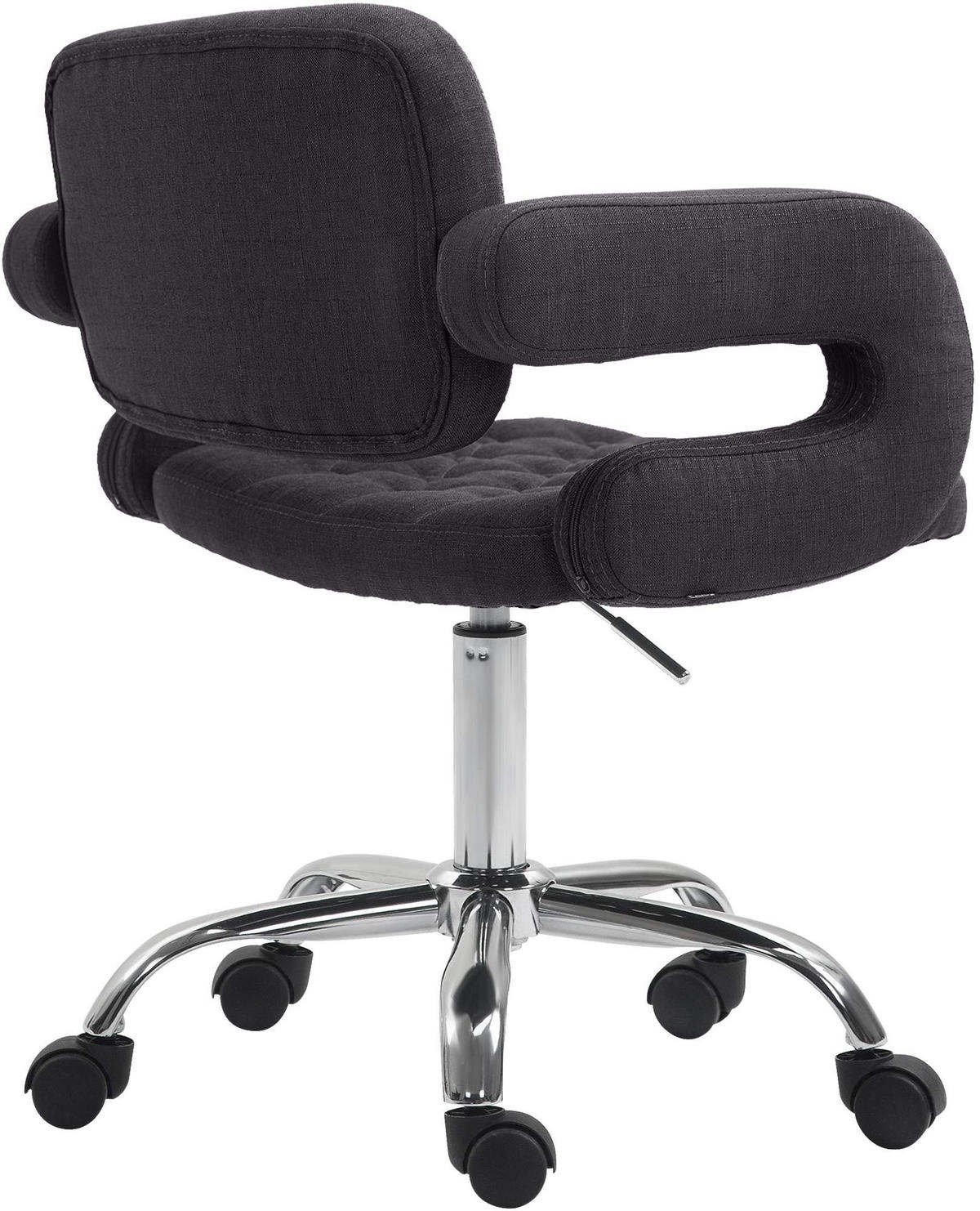DREHSTUHL Stoff schwarz - Chromfarben/Schwarz, Textil/Metall (62/78/55cm) - CLP