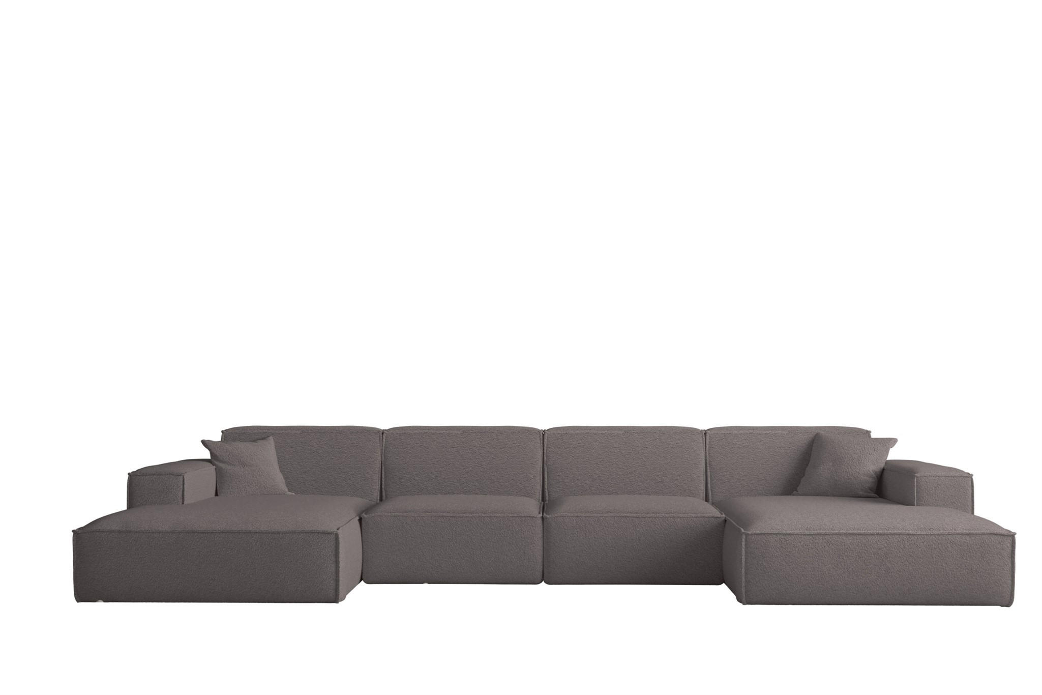 WOHNLANDSCHAFT Celes Premium Bukla - Taupe, Holzwerkstoff/Textil (379/73/165cm) - Fun Möbel