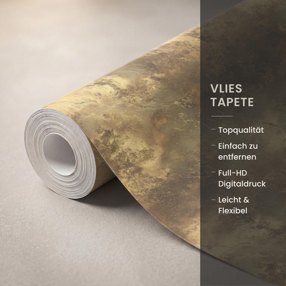 TAPETE - Antik - Metallic-Look - Gold - 120x200 cm - Messingfarben, Papier (120/200cm) - OnlyWow
