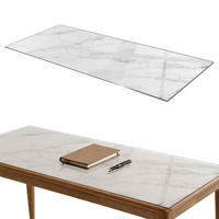 TISCHPLATTE 125x50 cm Marmoroberflächenmuster - Hellgrau, Glas (0.4/125/50cm) - TULUP