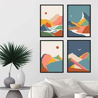 POSTER Set mit 4 ‚Mountain mit Farben Erde‘ A3 Rahmenlos - Klar, Papier (29.7/3cm) - Nacnic