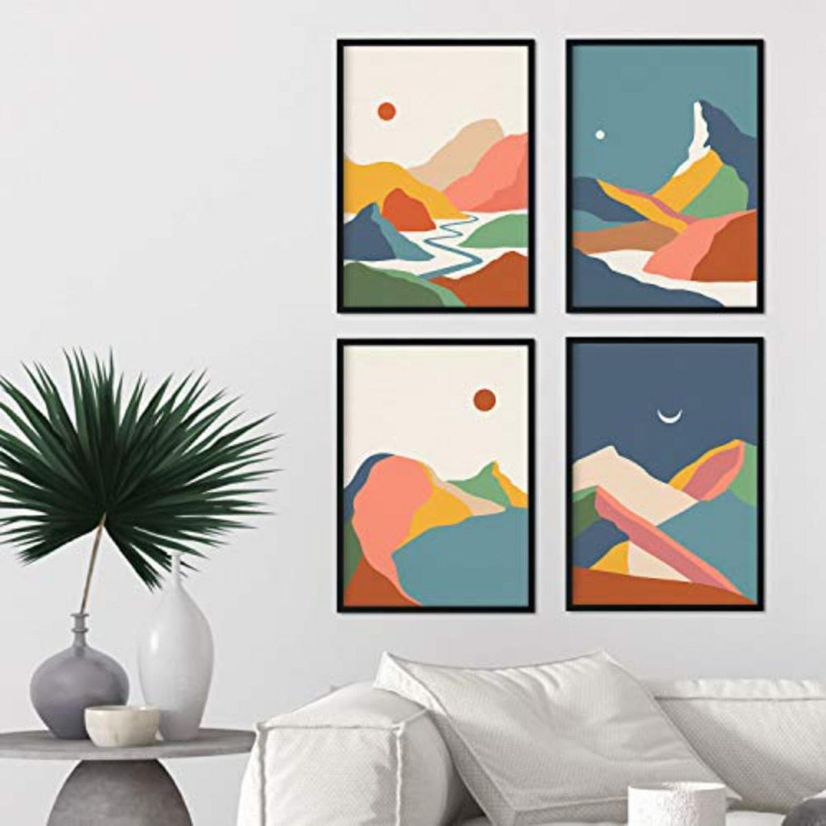 POSTER Set mit 4 ‚Mountain mit Farben Erde‘ A3 Rahmenlos - Klar, Papier (29.7/3cm) - Nacnic