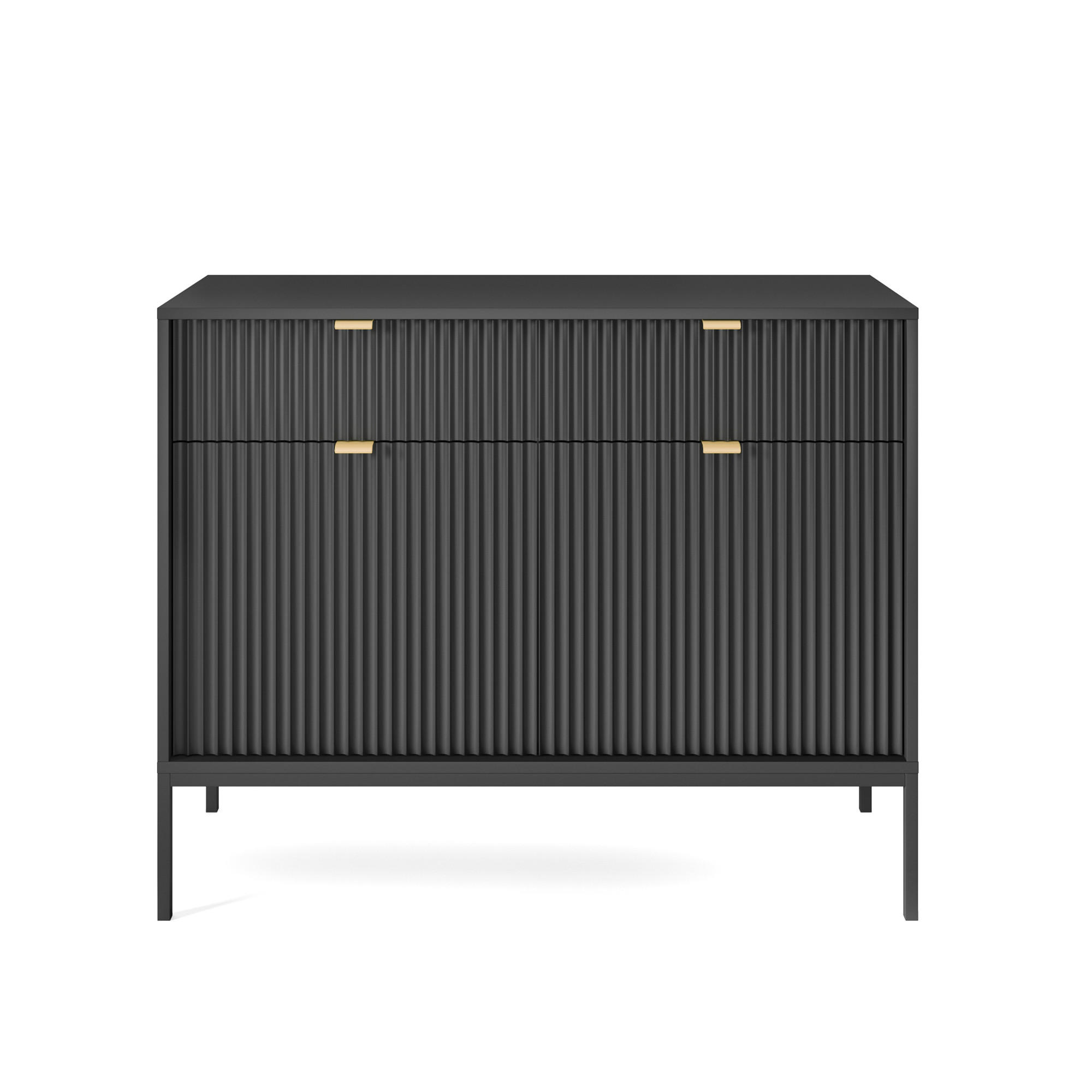 SIDEBOARD Vellore Schwarz 104 cm - Goldfarben/Schwarz, Holzwerkstoff/Metall (104/83/39cm) - Selsey