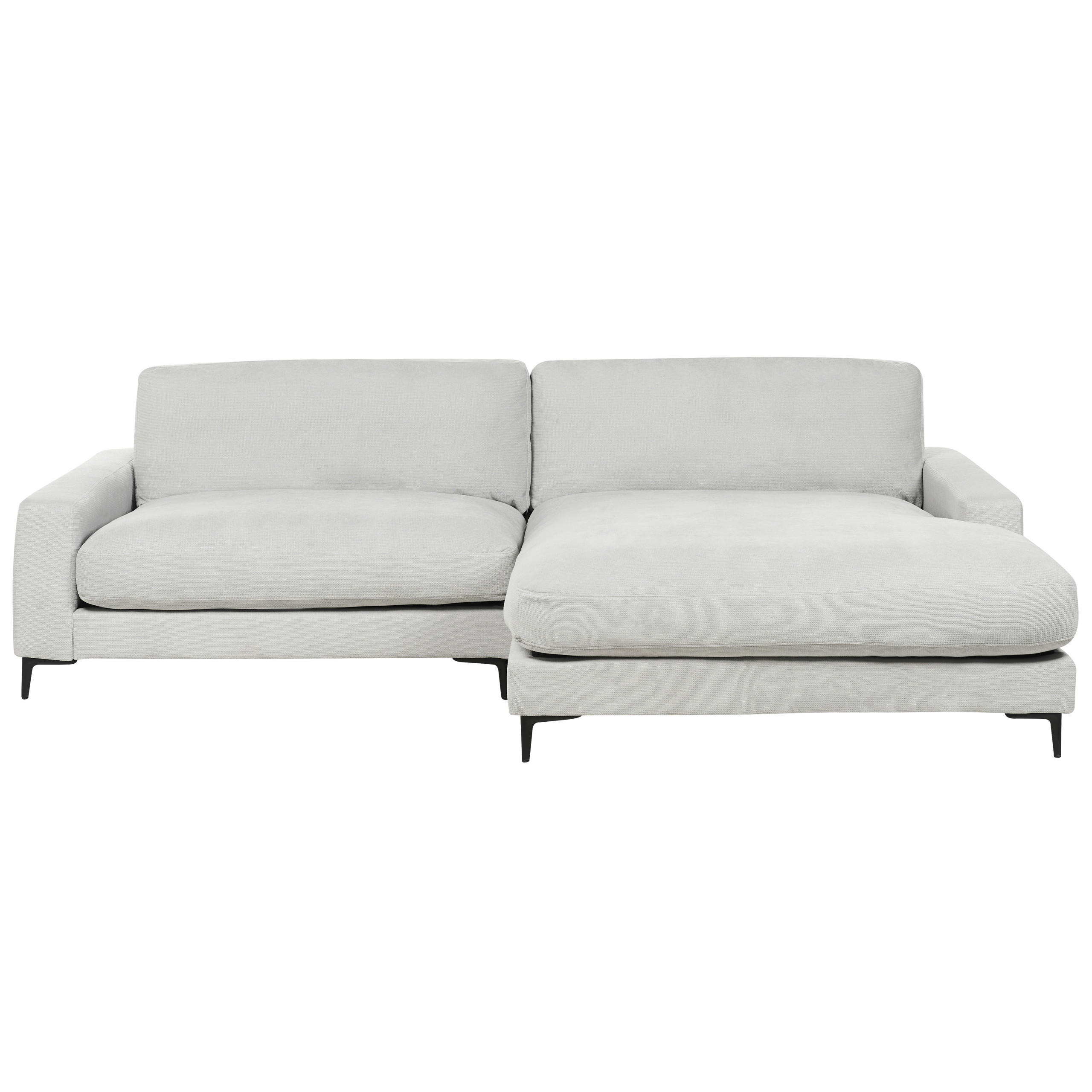 3-SITZER-ECKSOFA hellgrau rechtsseitig Maloy - Schwarz/Grau, Textil (272/189cm) - Beliani