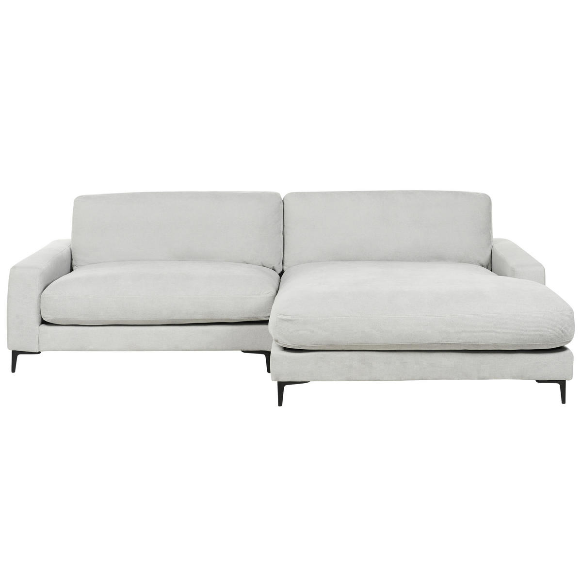 3-SITZER-ECKSOFA hellgrau rechtsseitig Maloy - Schwarz/Grau, Textil (272/189cm) - Beliani
