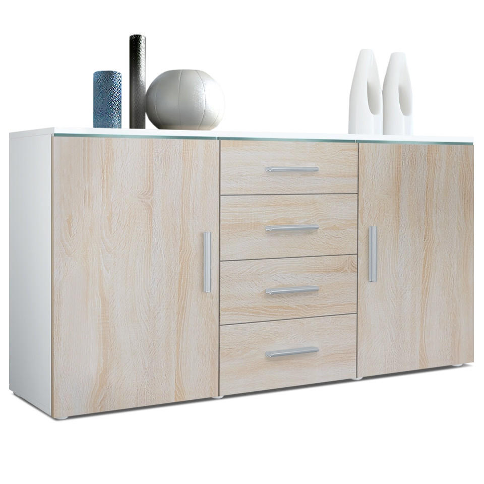 SIDEBOARD Verona Eiche sägerau - Eiche San Remo, Holzwerkstoff (139/72/35cm) - Vladon
