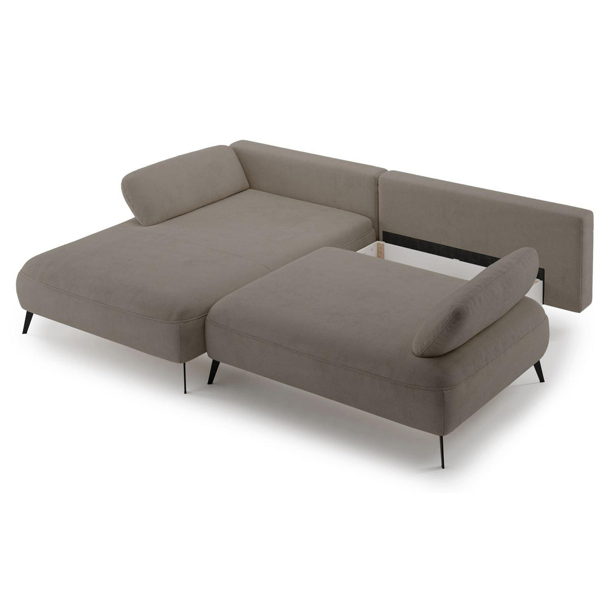 ECKSOFA Avolla Dunkelbeige links - Schwarz/Cappuccino, Textil/Metall (284/186cm) - Selsey