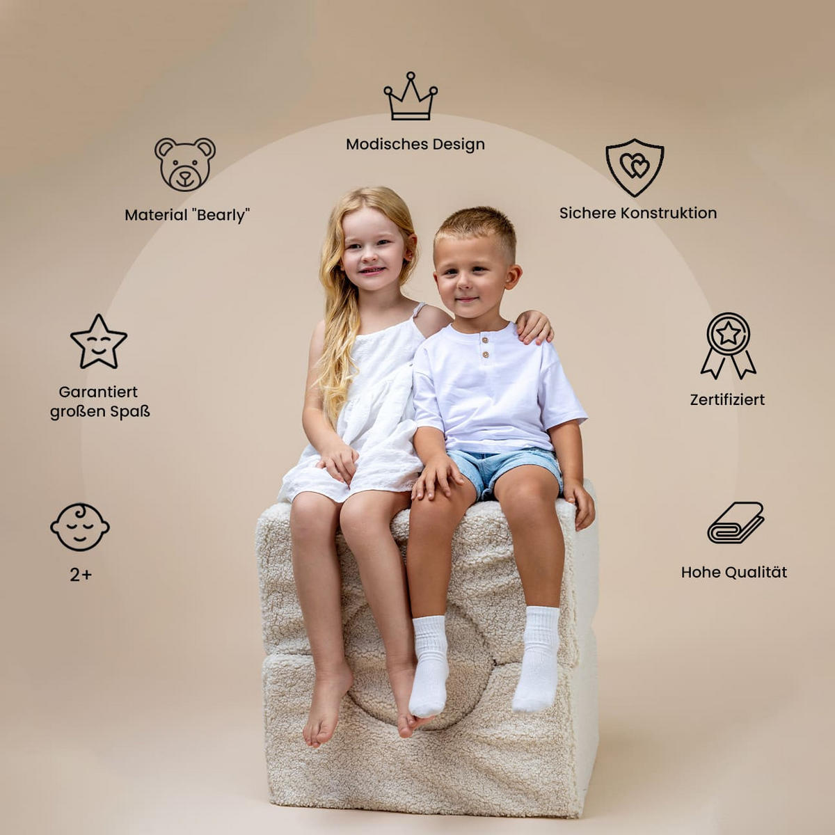 SCHAUMSTOFF-BAUSTEINE für Kinder, Shape, Bearly, Grau - Greige, Textil (45/30/169cm) - MeowBaby