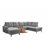 WOHNLANDSCHAFT mit Schlaffunktion und Bettkasten - Schwarz/Grau, Textil/Metall (200/92/305cm) - myHomelando