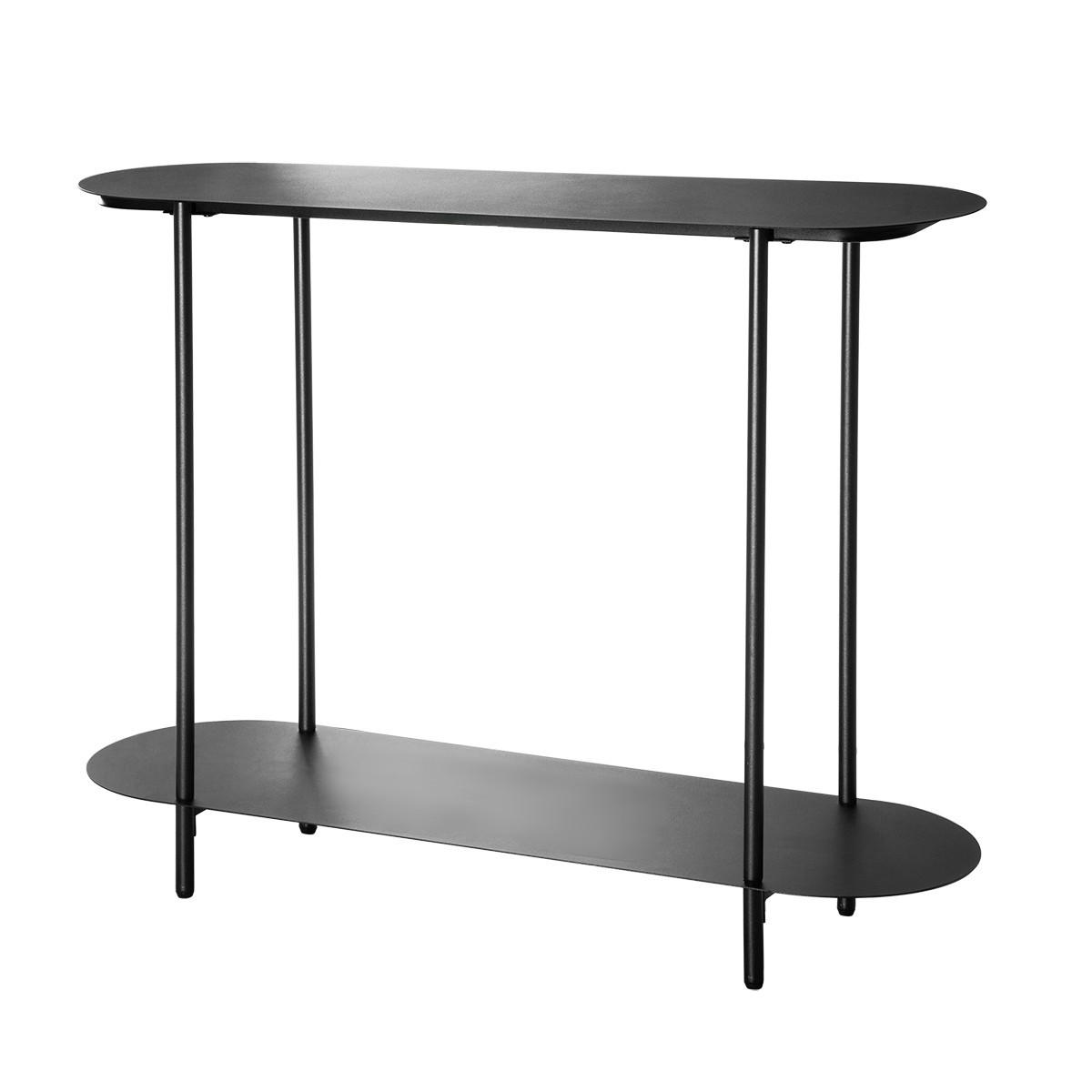 ZWEISTÖCKIGER Konsolentisch aus schwarzem Metall 30/77/99 cm - Schwarz, Metall (99/30/77cm) - Calicosy