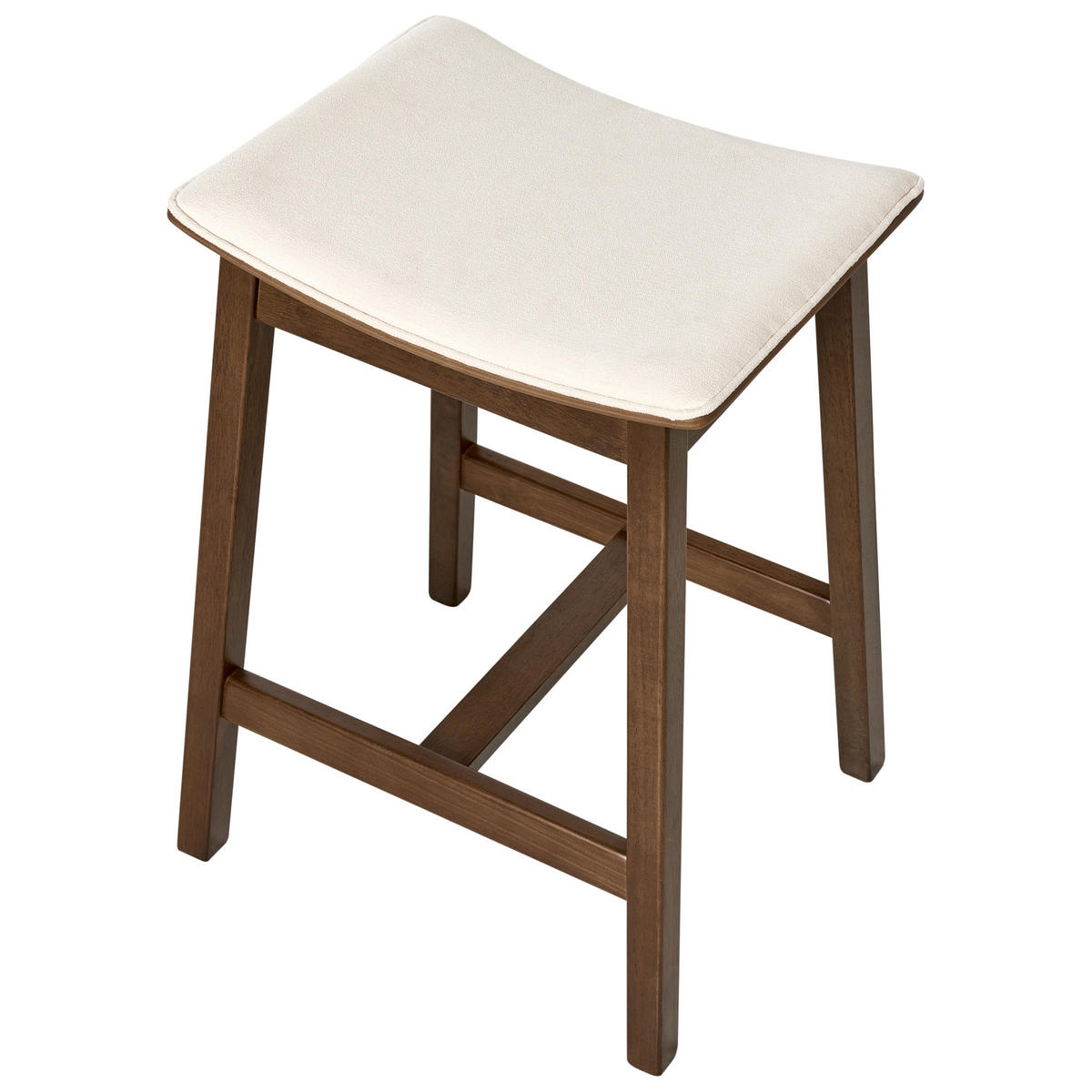 BARHOCKER 2er-Set Holz Cremeweiß/Dunkelbraun Dixon - Dunkelbraun, Holz (45/63/39cm) - Beliani