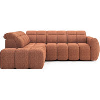 ECKSOFA mit elektrischem Sitzvorschub, Bettkasten und verstellbare Kopflehnen - Orange, Naturmaterialien/Textil (258/208cm) - Eltap