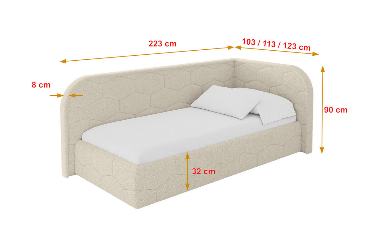 EINZELLBETT Jugendbett mit Bettkasten und Matratze H3/H4, Links - JAXY 90x200 Dunkelbeige - Cappuccino, Holzwerkstoff/Textil (90/200cm) - ALTDECOR