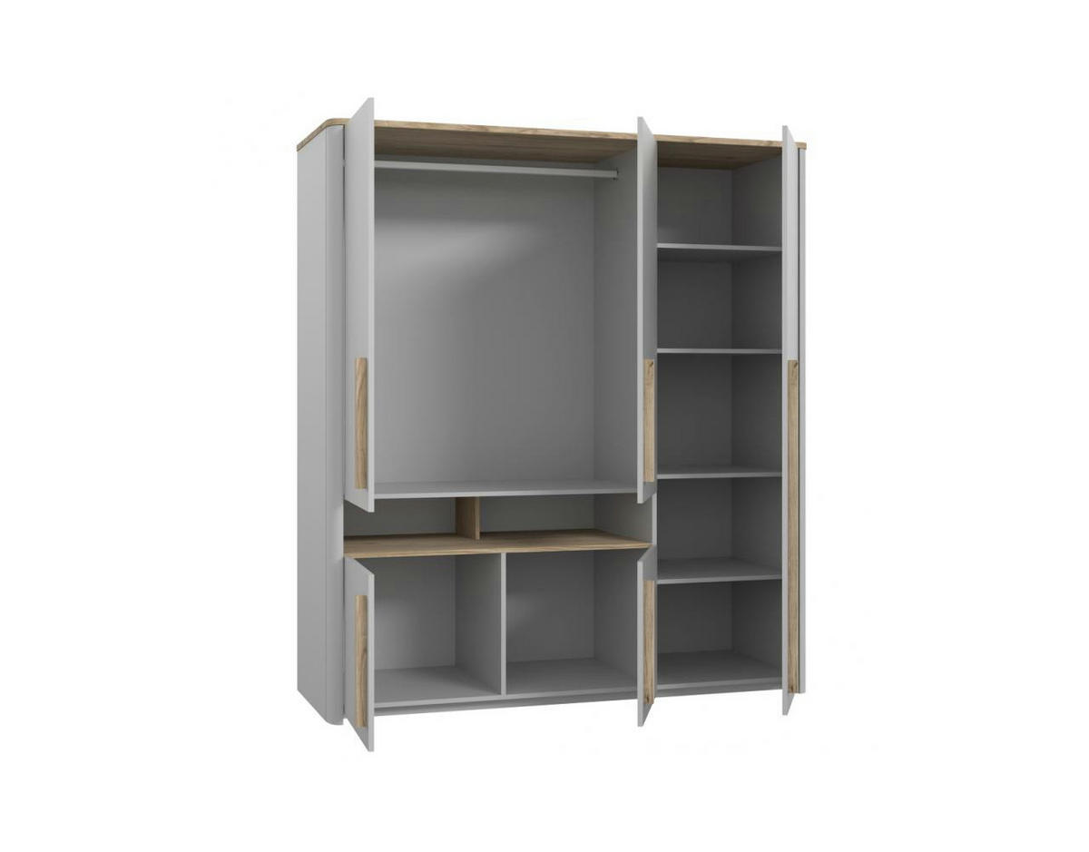 JUGENDZIMMER Surfino in Grau und Catania Eiche 7 teilig - Grau, Holzwerkstoff (120/200/80cm)