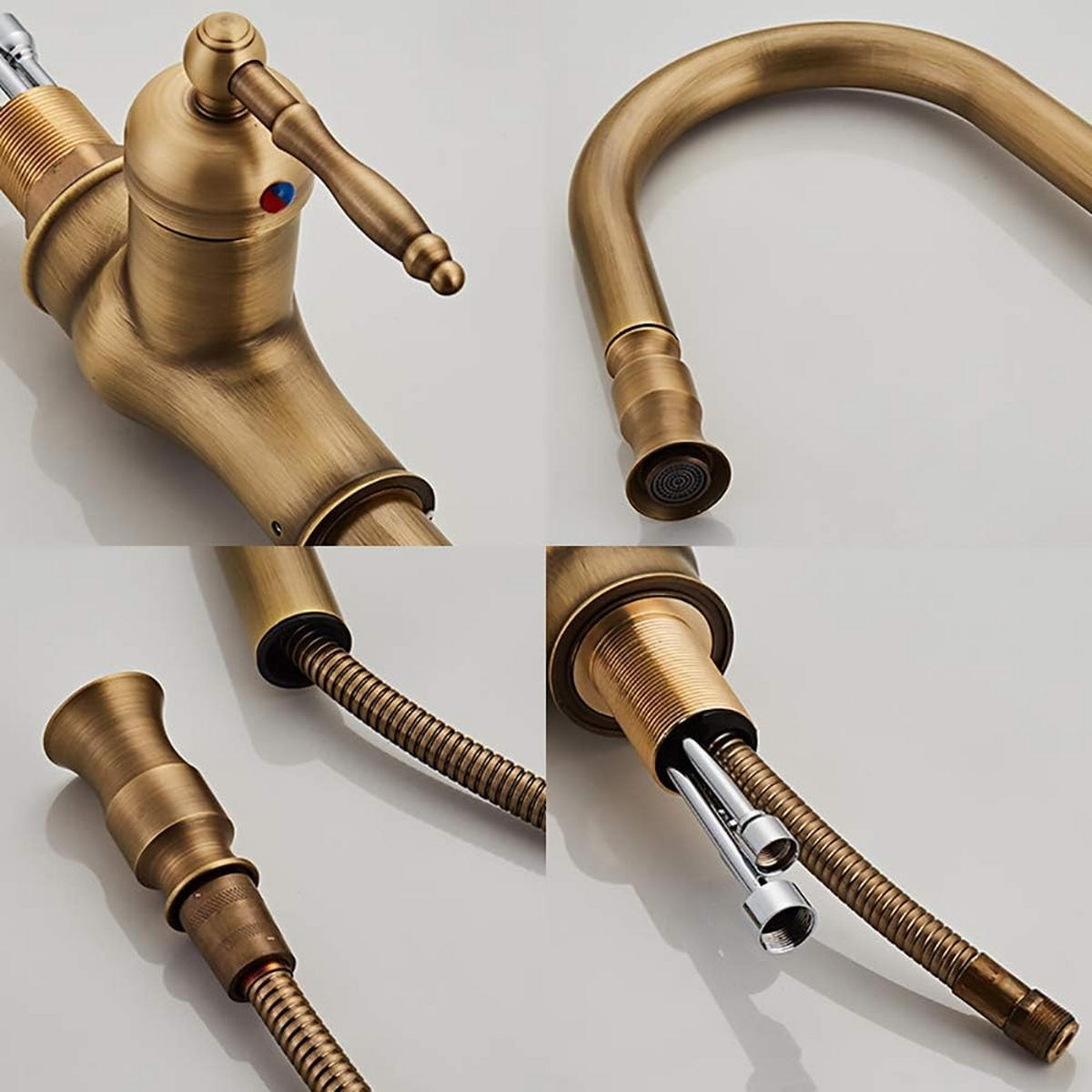 KÜCHENARMATUR im Antik-Stil mit Ausziehfunktion, goldfarben, 58 x 26 x 8 cm - Goldfarben, Metall (58/8/26cm) - Vallsero