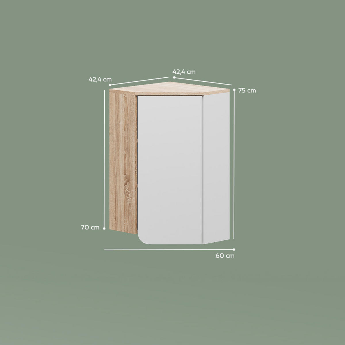 BADSCHRANK Marano Sonoma/Weiß 42.4 x 75 cm mit Tür und offenen Fächern - Weiß/Sonoma Eiche, Holzwerkstoff (42.4/75/42.4cm) - Livinity®