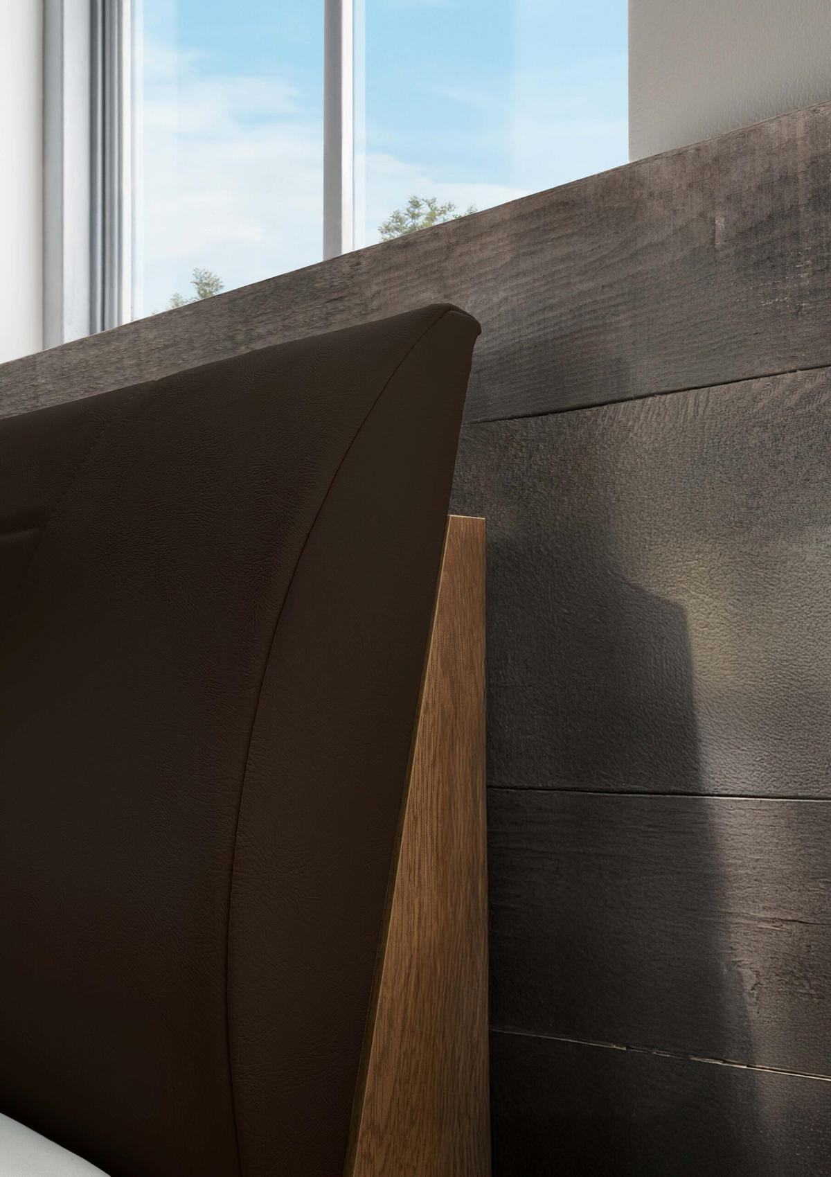 SCHLAFZIMMER Arden mit teilmassiver Erle und Mocca-Glas 4-teilig mit Schwebetürenschrank ohne Spiegel, Doppelbett 180x200cm, zwei Nachttische - Braun, Holzwerkstoff (80/200/120cm)