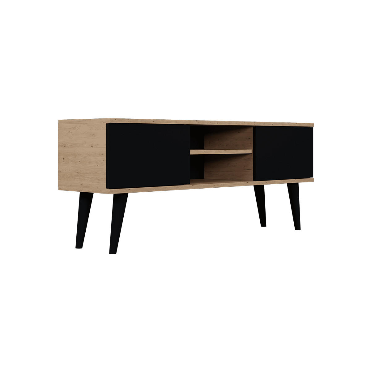 TV-MÖBEL Toronto Schwarz und Holz - Schwarz, Holzwerkstoff (55/35/120cm) - Petits-meubles