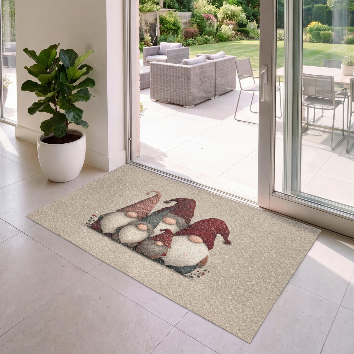 ROHOŽKA Trpaslíci - Vianoce - Sneh - Špicaté klobúky 150x90 cm - béžová, plast (150/90cm) - MuchoWow
