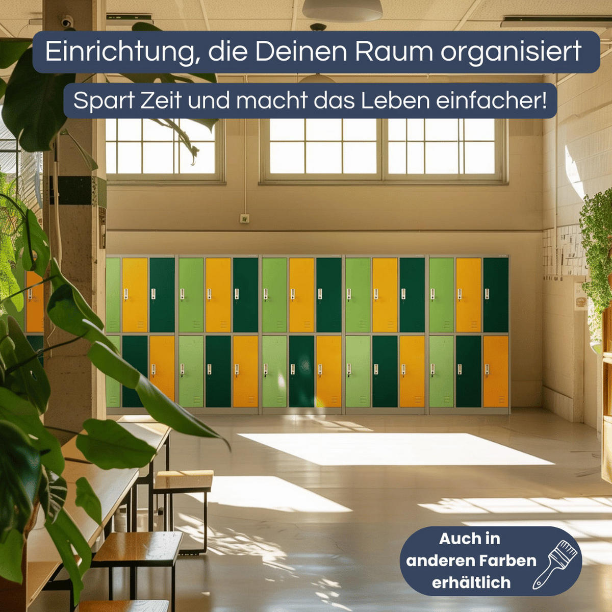 UMKLEIDESCHRANK Spind TOKIO 6 Abteile 150x90x45cm Grün-Gelb - Grün, Metall (90/150/45cm) - DELUKE