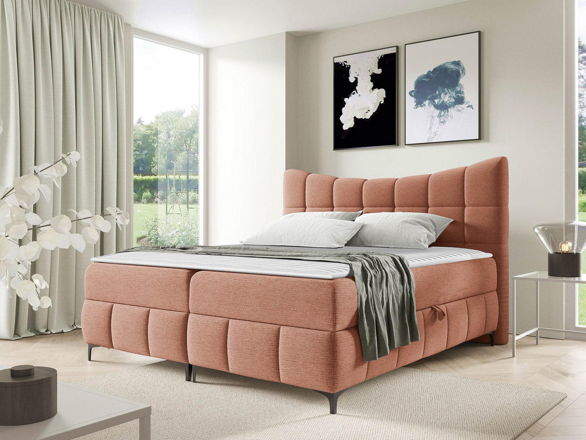 BOXBETT Nova - Schwarz/Rosa, Holz/Textil (120/200cm) - MIRJAN24