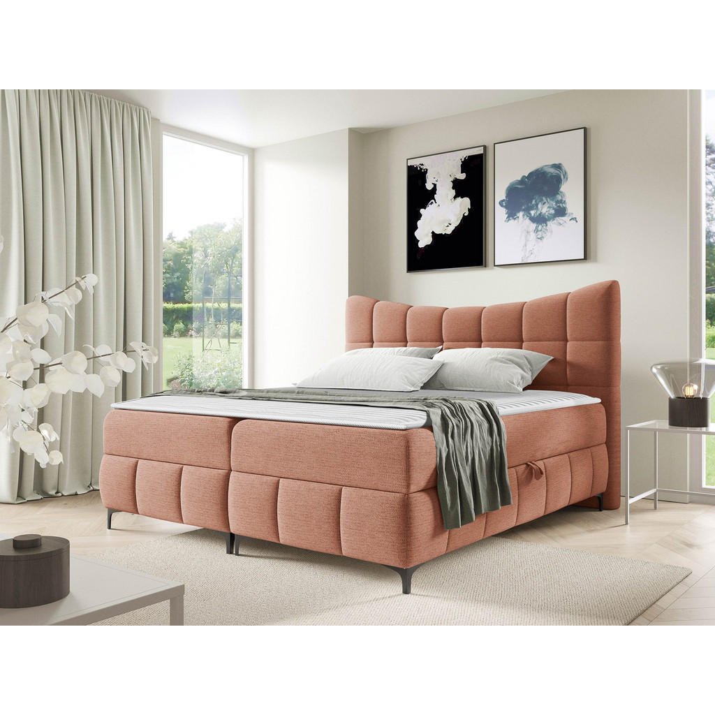 Thumbnail - Mirjan24 Boxbett, Rosa, Textil, Kiefer, H3, Höhe ca. 19 cm, Rechteckig, 200x200 cm, Schlafzimmer, Betten, Boxspringbette...