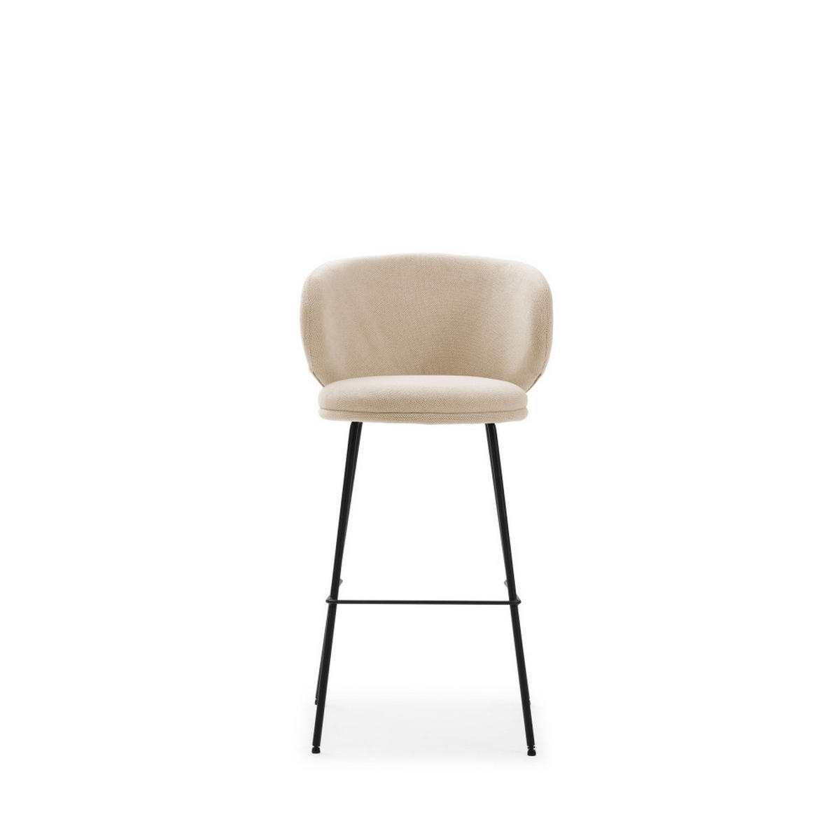 BARHOCKER (Set aus 2) aus Stoff mit schwarzen Metallbeinen - rush 56/53/65 cm - Beige, Textil (53/65/56cm) - Drawer