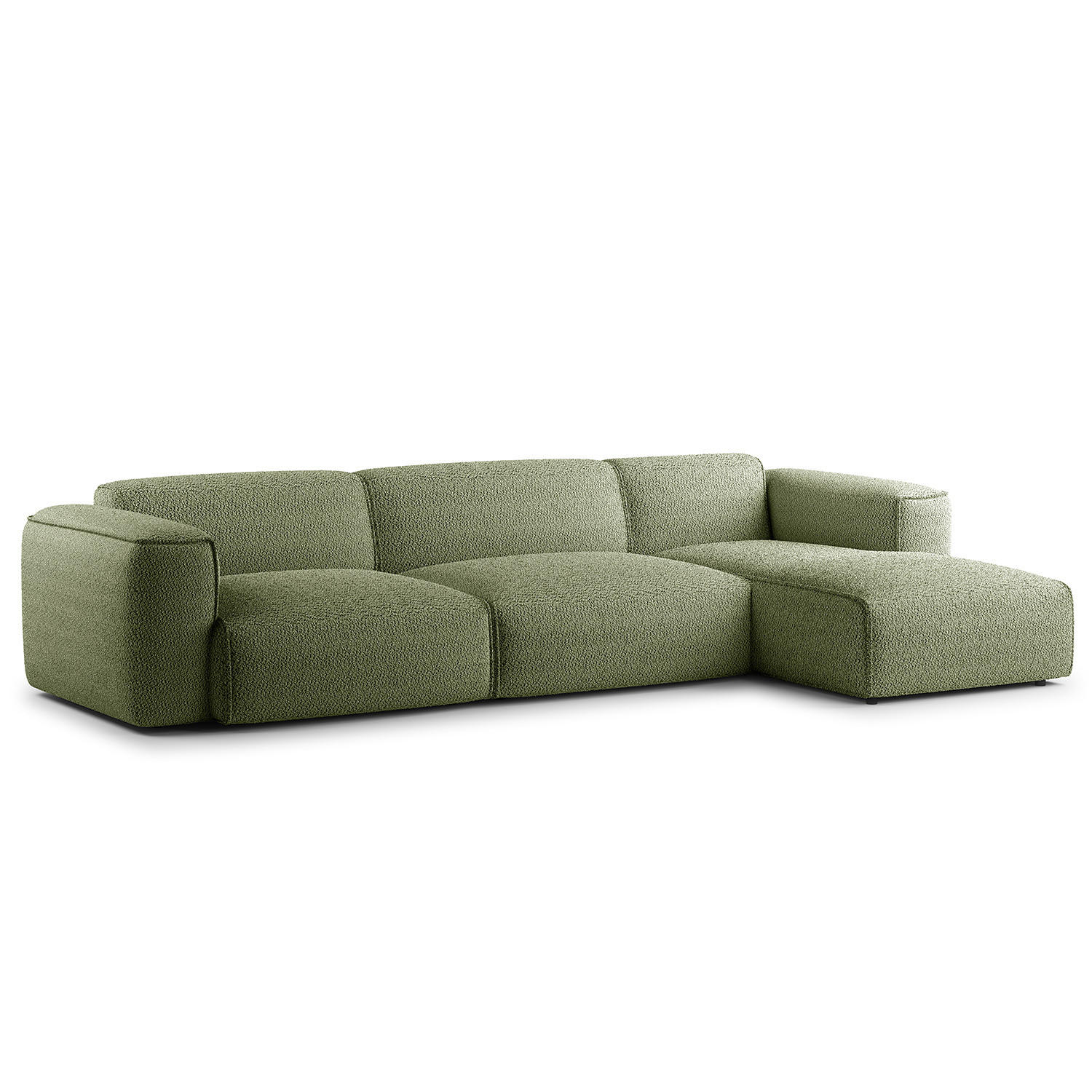 3-SITZER ECKSOFA mit Longchair - Schwarz/Grün, Kunststoff/Textil (317/173cm) - home24