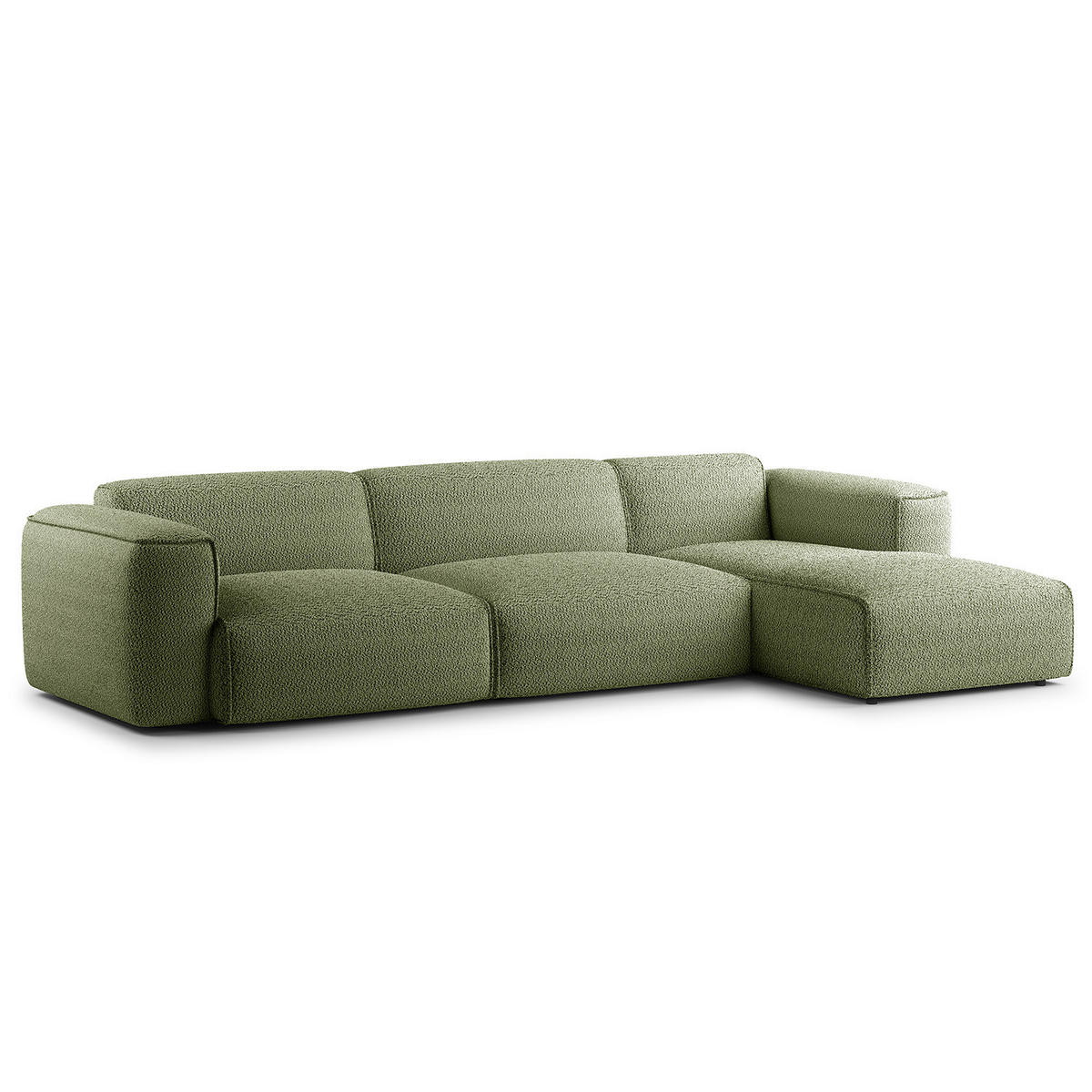 3-SITZER ECKSOFA mit Longchair - Schwarz/Grün, Kunststoff/Textil (317/173cm) - home24