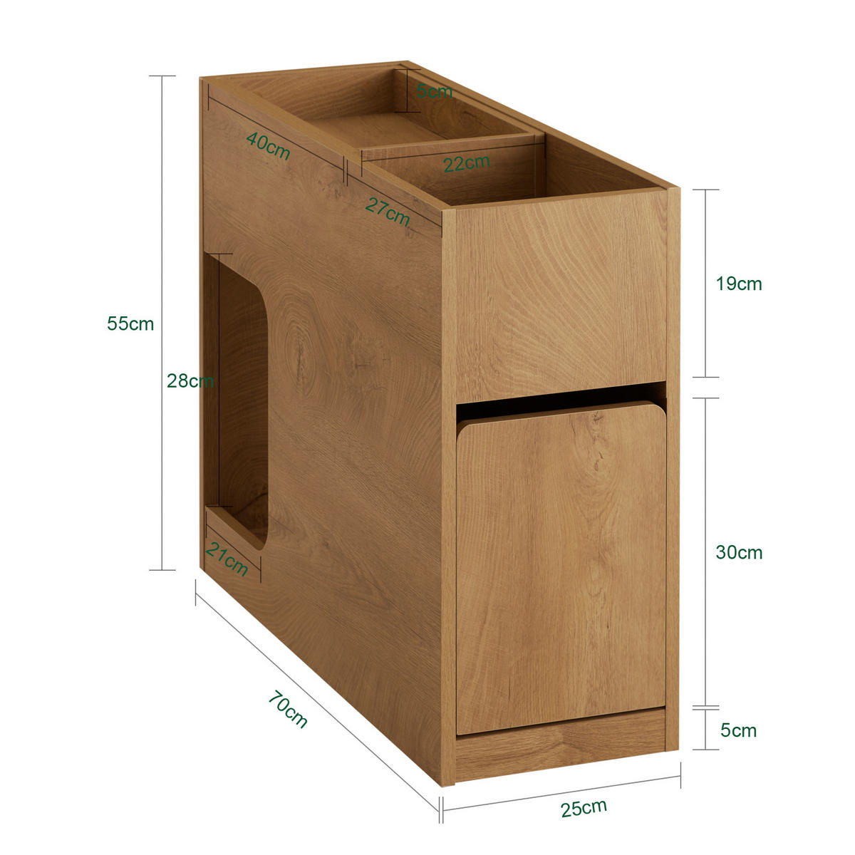 NACHTTISCH Natur - Naturfarben, Holzwerkstoff (25/55/70cm) - SoBuy