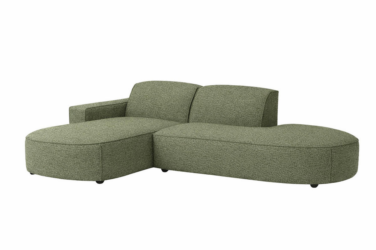 ECKSOFA Cursal Atelier, Stoff Artico, Moss, Links - Grün, Holz (269/166cm) - Kaiser Möbel
