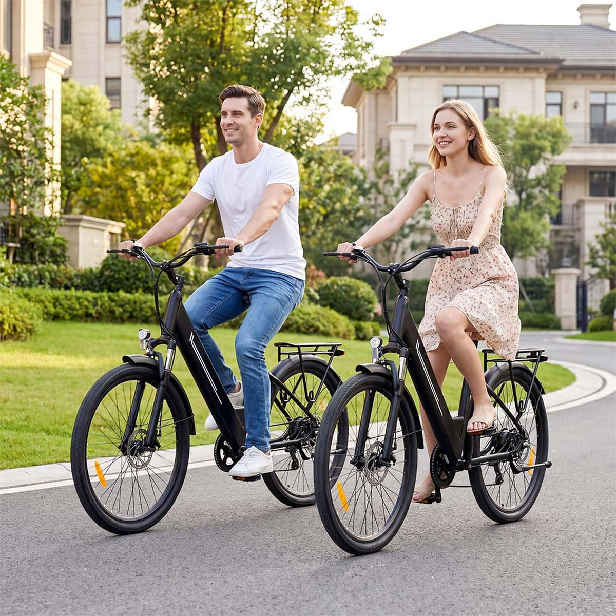 E-BIKE mit hydraulischen Scheibenbremsen, 100 km Reichweite & 80 mm Federweg (Schwarz) - Schwarz, Kunststoff (85cm) - Touroll