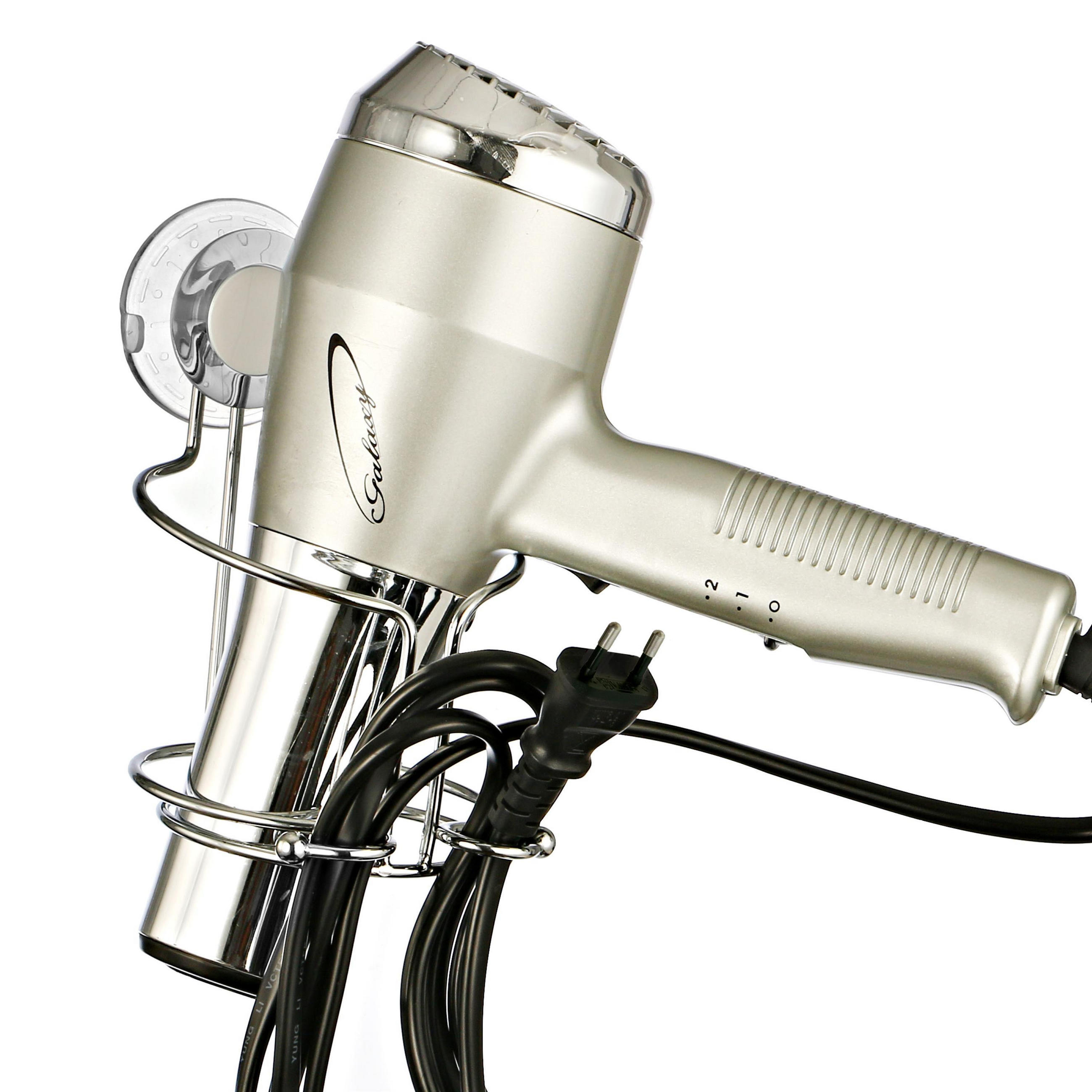 HAARTROCKNERHALTER VENTOSA, transparent, Kunststoff - Edelstahlfarben, Metall (11.5/10/14cm) - bremermann