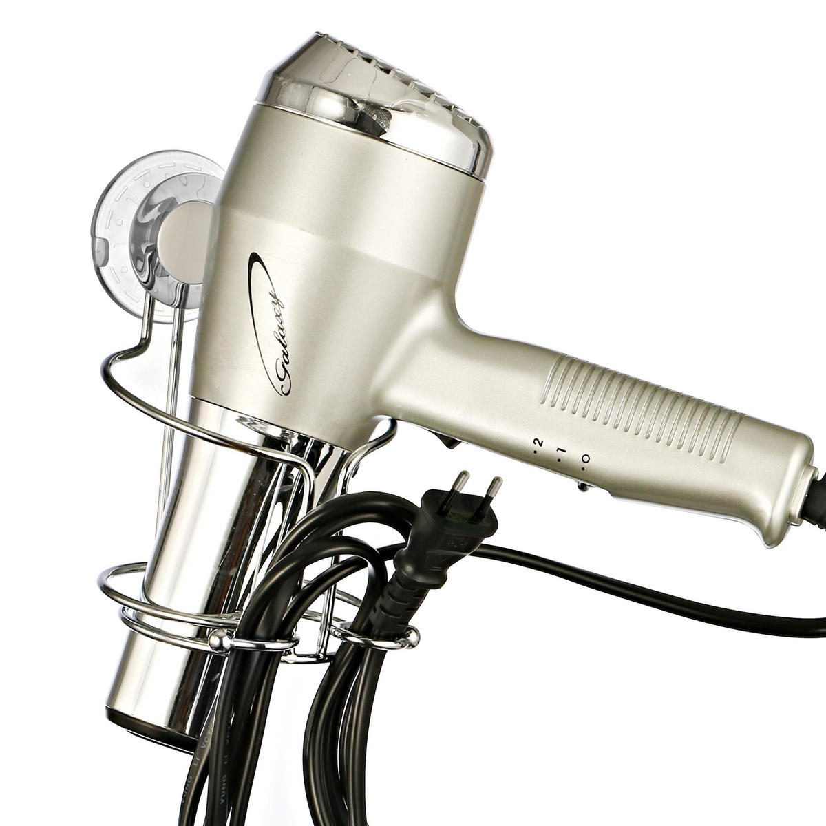 HAARTROCKNERHALTER VENTOSA, transparent, Kunststoff - Edelstahlfarben, Metall (11.5/10/14cm) - bremermann