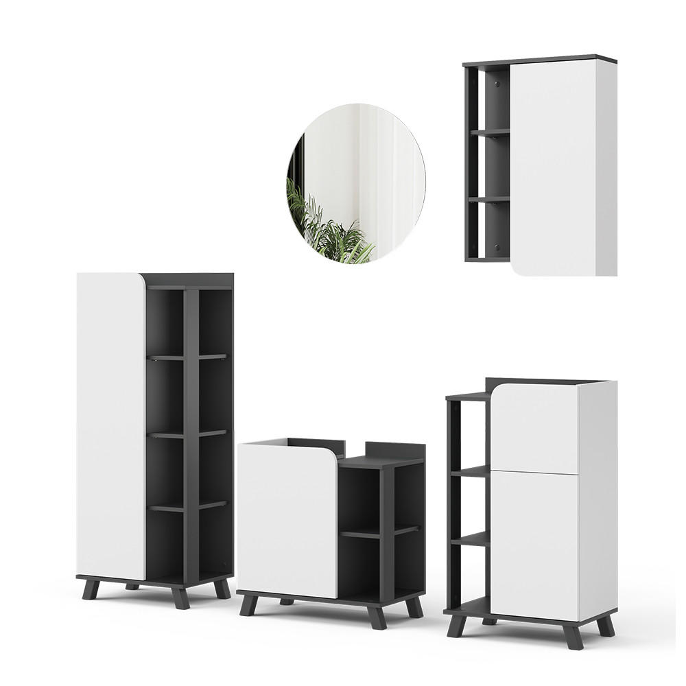 BADRUMSMÖBELSET Karen, antracit/Vit, 5 delar Antracit, Vit 65/60/35 cm