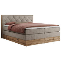 BOXSPRINGBETT VENETO KING 140/200 Beige Struktur - H4 - Beige, Holz/Textil (140/200cm) - MKS