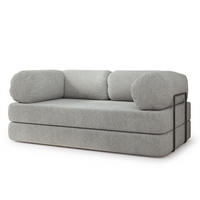 POHOVKA z pěny EIREN s kovovým rámem Buklé látka Světle šedá - světle šedá, textil (170/68/80cm) - MASSENO