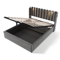 POLSTERBETT 140/200 mit Bettkasten, LED und USB in Grau - Grau, Holzwerkstoff/Textil (140/200cm) - EVRYAE