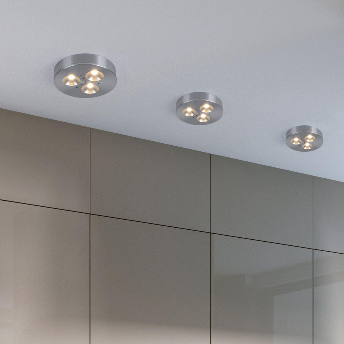 LED WANDLEUCHTE Silber gebürstet 6er Set - Silberfarben, Metall (7/1.4/1.5cm)