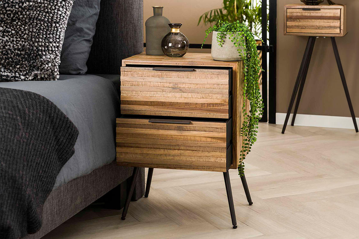 NACHTTISCH TICAR Holz Teakholz - Braun, Holz (45/60/30cm) - KAWOLA