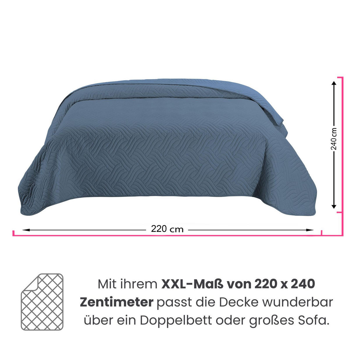TAGESDECKE Wende-Design blau 220/240 cm Duo-Color - Blau, Textil (220/240cm) - wometo
