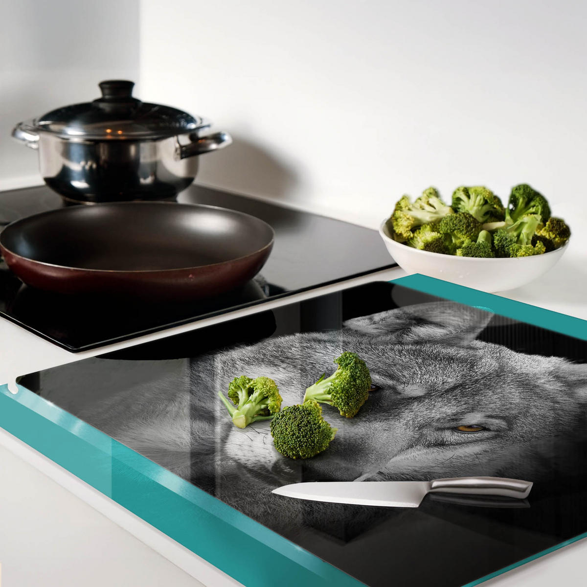 GLASPLATTE 60x52 cm Wolf - Grau, Glas (60/52cm) - TULUP