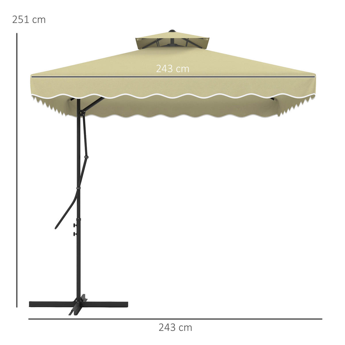 SONNENSCHIRM, Metall, Polyester, Beige - Beige, Metall (243/243cm) - Outsunny