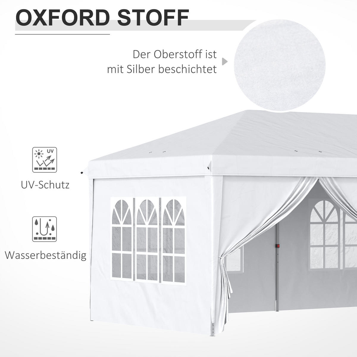 FALTPAVILLON, Blau, Stahl, Oxford-Gewebe - Weiß, Metall (295/270/585cm) - Outsunny